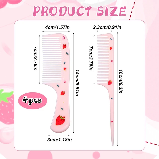 Alt view image 5 of 7 - 4Pcs Baby Hair Comb, Kids Hairs Brush Set for Girls Boys, Cute Hair Comb Set Toddler Hairs Comb, Mini Comb Rat Tail Hairs Styling for Toddler Child's Hair Travel Hair Brush(Style B)