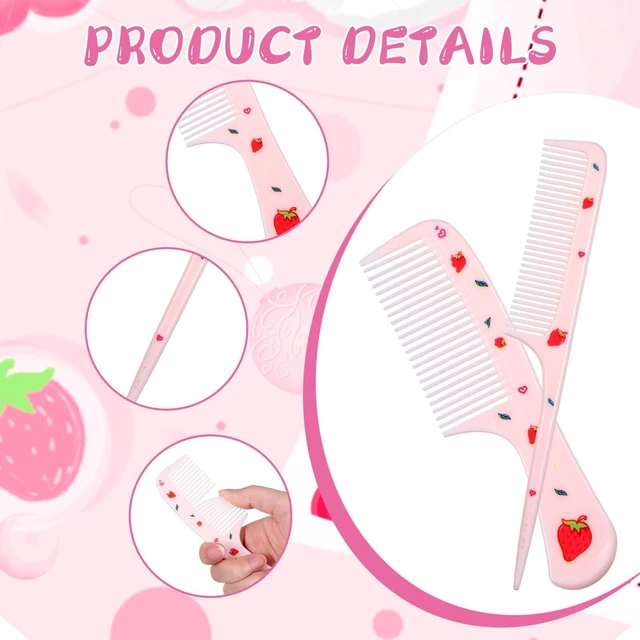 Alt view image 6 of 7 - 4Pcs Baby Hair Comb, Kids Hairs Brush Set for Girls Boys, Cute Hair Comb Set Toddler Hairs Comb, Mini Comb Rat Tail Hairs Styling for Toddler Child's Hair Travel Hair Brush(Style B)
