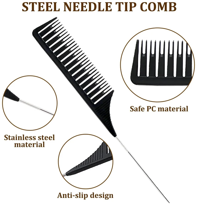 Alt view image 3 of 7 - 1st Choice Professional Hair Combs for Women Styling Hair Combs Plastic Weaving Combs for Highlighting,3-Way Weaving & Sectioning Foiling Comb for Hair Coloring, Highlighting, Balayage