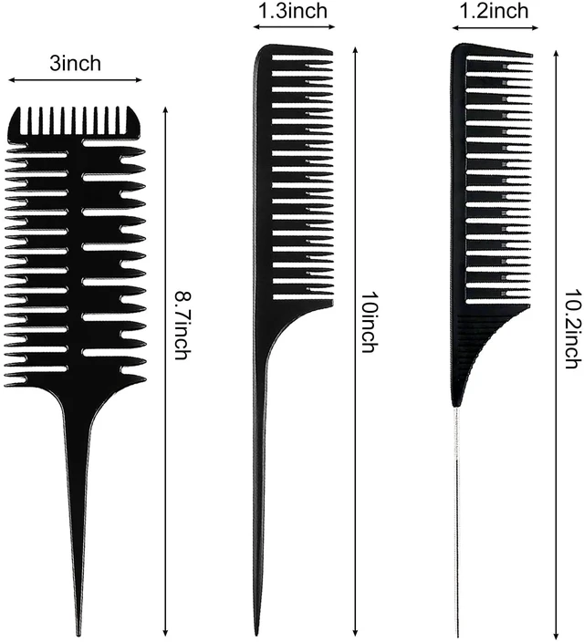 Alt view image 2 of 7 - 1st Choice Professional Hair Combs for Women Styling Hair Combs Plastic Weaving Combs for Highlighting,3-Way Weaving & Sectioning Foiling Comb for Hair Coloring, Highlighting, Balayage