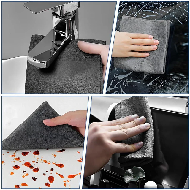 Alt view image 6 of 6 - 5 PCS Thickened Magic Cleaning Cloth, 12"×12" Microfiber Miracle Rags Reuseable Streak Free Wipes, Multipurpose Magic Cleaning Cloths for Car Kitchen Glass Window Mirror