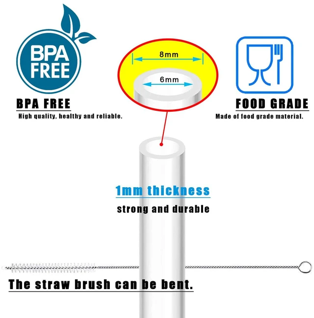 Alt view image 3 of 6 - 3-Pack Replacement Straws for Hydro Flask | Compatible with Hydro Flask Wide Mouth Bottle Lid with Straw Brush, BPA Free (Fit for Hydroflask Bottles)