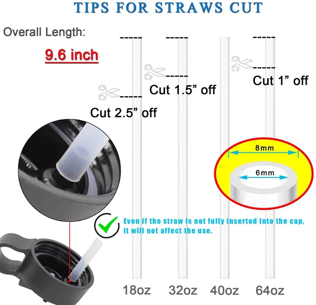 Alt view image 5 of 6 - 3-Pack Replacement Straws for Hydro Flask | Compatible with Hydro Flask Wide Mouth Bottle Lid with Straw Brush, BPA Free (Fit for Hydroflask Bottles)