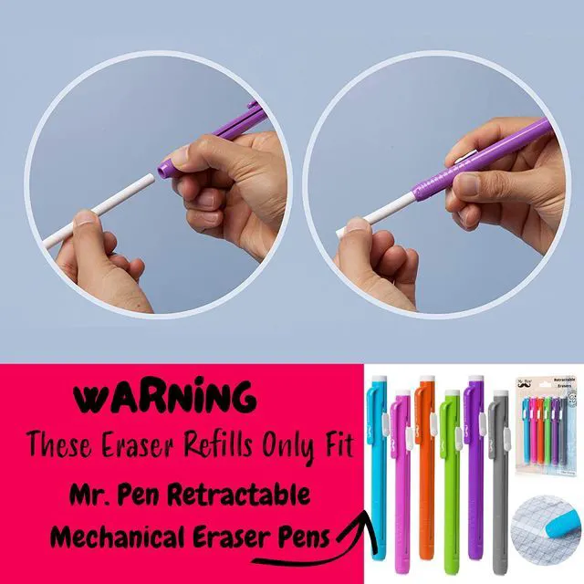 Alt view image 3 of 7 - Eraser Refill, 12 Pack, Mr. Pen Mechanical Eraser Refills | Replacement for Retractable Erasers, Smudge-Free, Non-Toxic, Ideal for Artists, Students and Office Use