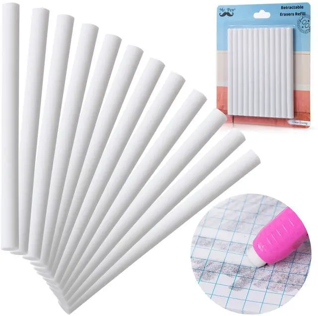 Alt view image 6 of 7 - Eraser Refill, 12 Pack, Mr. Pen Mechanical Eraser Refills | Replacement for Retractable Erasers, Smudge-Free, Non-Toxic, Ideal for Artists, Students and Office Use