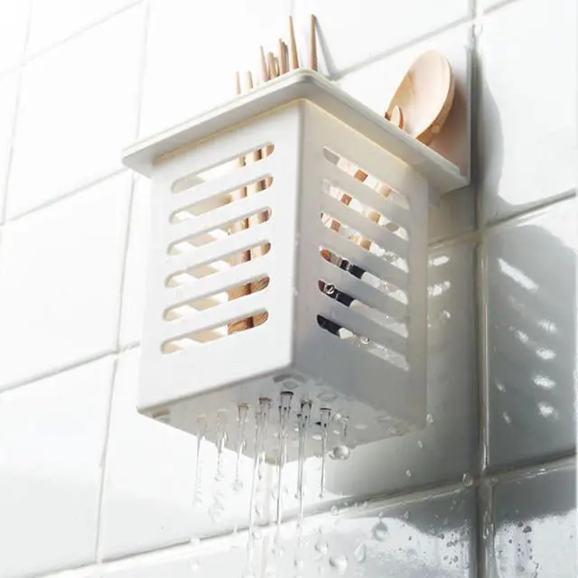 Alt view image 4 of 5 - Kitchen Tool Holder Wall-mounted utensils and Forks Spoons Rack,Drying Rack Space-saving,Storage of stationery, makeup brushes, and cleaning tools