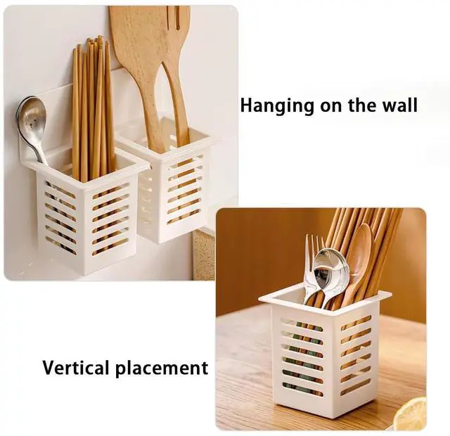 Alt view image 3 of 5 - Kitchen Tool Holder Wall-mounted utensils and Forks Spoons Rack,Drying Rack Space-saving,Storage of stationery, makeup brushes, and cleaning tools
