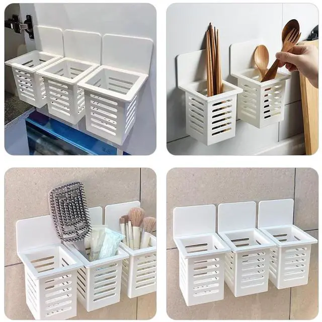 Alt view image 5 of 5 - Kitchen Tool Holder Wall-mounted utensils and Forks Spoons Rack,Drying Rack Space-saving,Storage of stationery, makeup brushes, and cleaning tools