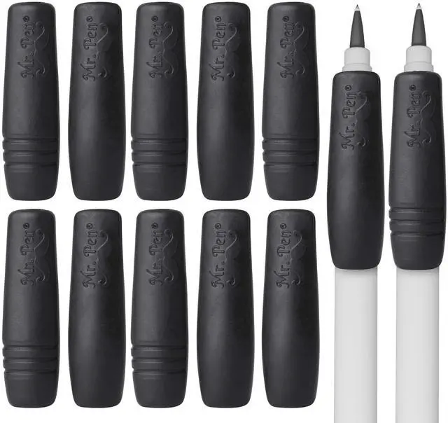 Main image of Pencil and Pen Grips, 12 Pack, Black, Pencil Grips for Adults | Rubber Pencil Grips, Pen Grips for Adults with Arthritis, Ergonomic Pencil Grip, Pen Gripper