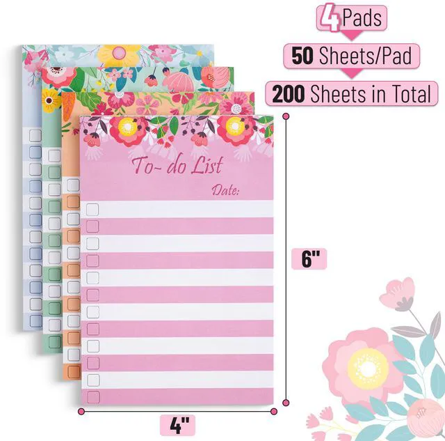 Alt view image 2 of 7 - to Do List Sticky Notes, 4 x 6, 4 Pads, 200 Sheets
