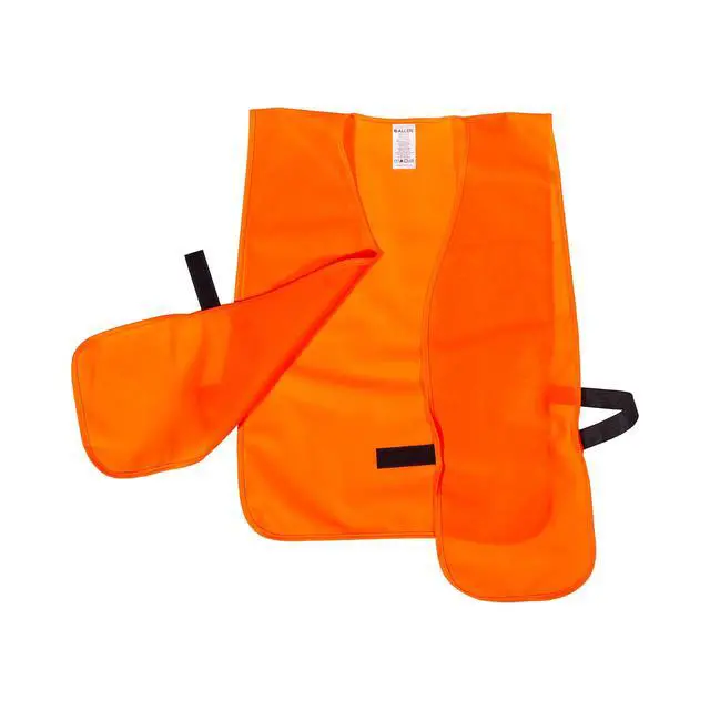 Alt view image 3 of 7 - Company Blaze Orange Hunting Vest (Adult, XL or Child) Quiet Polyester, No Zippers - Adjustable Hook and Loop Closure - Fits Over Jacket (26"-60") - High Visibility Vest - Hunting Accessories