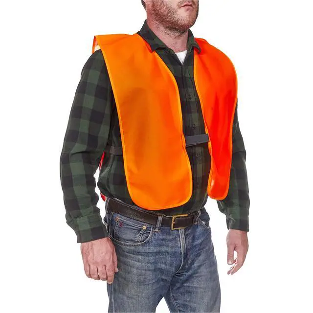 Alt view image 6 of 7 - Company Blaze Orange Hunting Vest (Adult, XL or Child) Quiet Polyester, No Zippers - Adjustable Hook and Loop Closure - Fits Over Jacket (26"-60") - High Visibility Vest - Hunting Accessories
