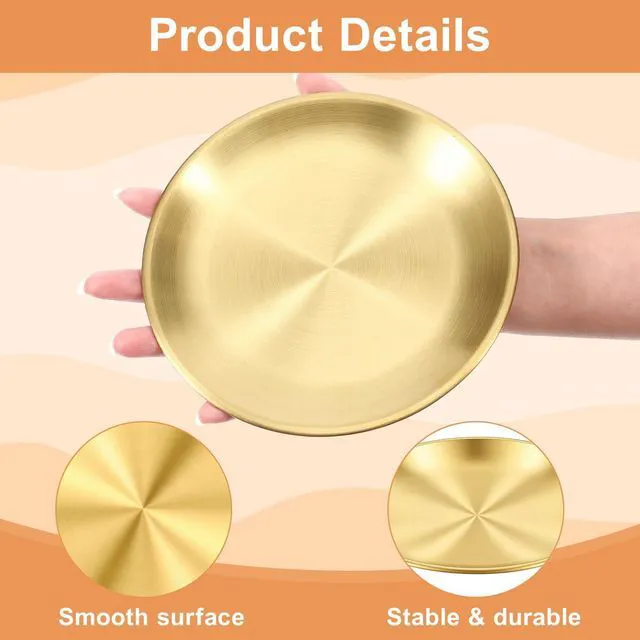 Alt view image 3 of 7 - 2 Pack Gold Pillar Candle Holders Decor, 5.5 Inch Round Flat Candle Tray for Pillar Scented Ball Candles Decorative Candle Stand for Coffee Table Decor Wedding Party Home Decor