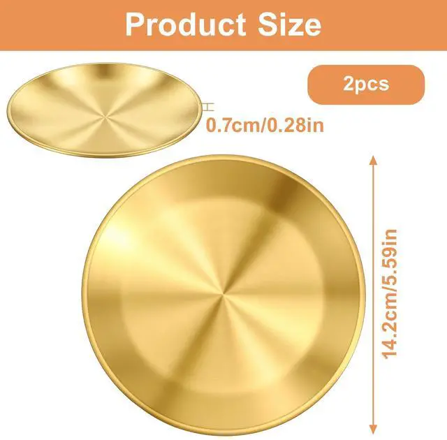 Alt view image 2 of 7 - 2 Pack Gold Pillar Candle Holders Decor, 5.5 Inch Round Flat Candle Tray for Pillar Scented Ball Candles Decorative Candle Stand for Coffee Table Decor Wedding Party Home Decor