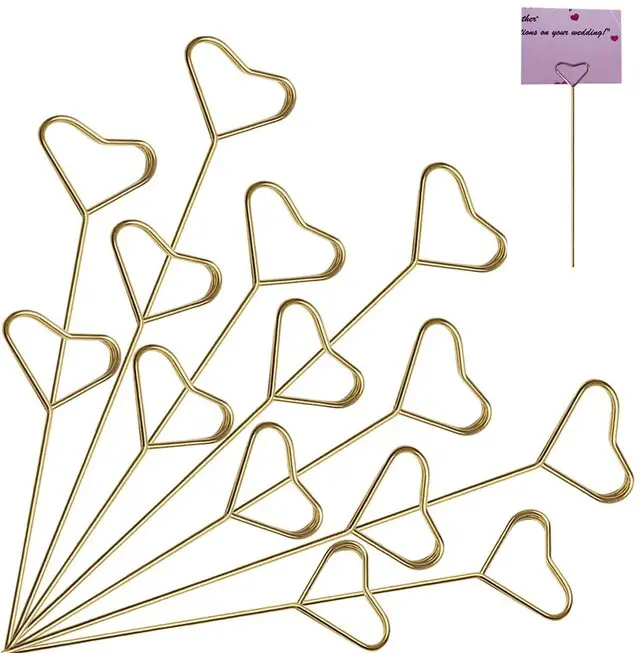 Main image of 40Pcs 12 Inch Floral Pick Card Holder Flower Arrangement Holder (Heart) | Photo Memo Pick Stick Gift Card Tree Holder Ideal for Wedding Birthday Party Flower Gift Decor