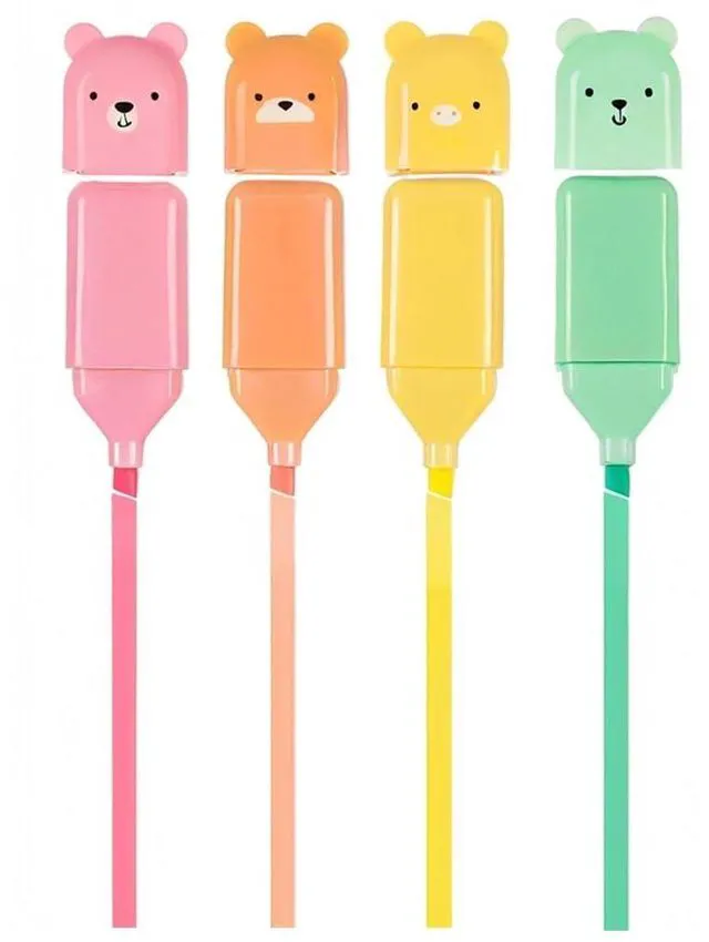 Main image of 4 Pcs Mini Bear Highlighters, Macaron Colors, Mini Pens for School, Office | Chisel Tip, Cute Bear Shape, Mini Size, Fluent Cute Pens Gifts for Writing, Study, Note Taking, Journaling, Drawing, Art