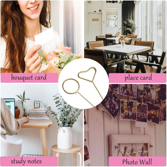 Alt view image 7 of 7 - 40Pcs 12 Inch Floral Pick Card Holder Flower Arrangement Holder (Heart) | Photo Memo Pick Stick Gift Card Tree Holder Ideal for Wedding Birthday Party Flower Gift Decor