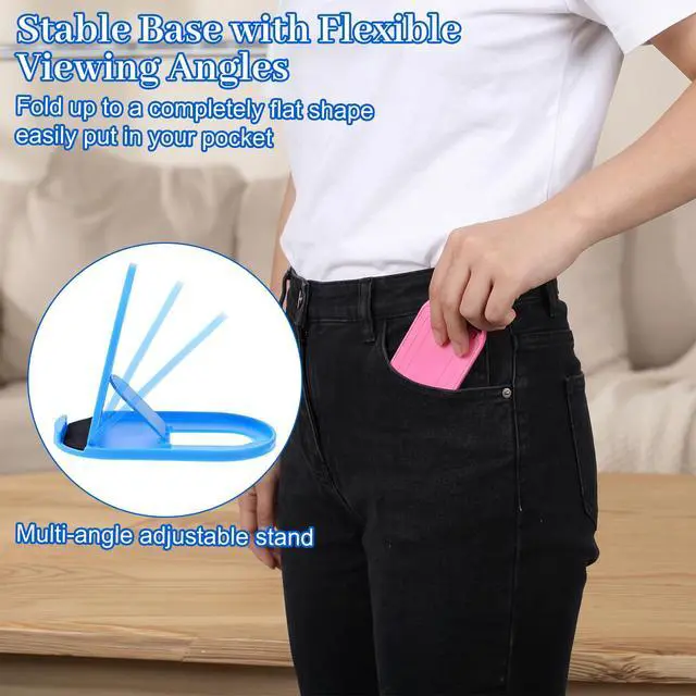 Alt view image 5 of 7 - 6Pcs Cell Phone Stand for Desk, Foldable Phone Stands | Portable Desktop CellPhone Holder Adjustable Mobile Tablet Holder Fits 4-8inch Devices for Desk with Anti-Slip Base 6 Colors