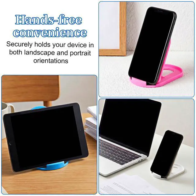 Alt view image 6 of 7 - 6Pcs Cell Phone Stand for Desk, Foldable Phone Stands | Portable Desktop CellPhone Holder Adjustable Mobile Tablet Holder Fits 4-8inch Devices for Desk with Anti-Slip Base 6 Colors