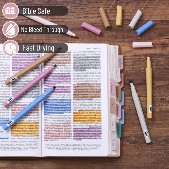 Alt view image 4 of 7 - Aesthetic Highlighters No Bleed, 6 Pack, Chisel Tip | Cute Bible Highlighters Assorted Colors for Journaling, Highlighting, Underlining, Fast Dry, Back to School Supplies