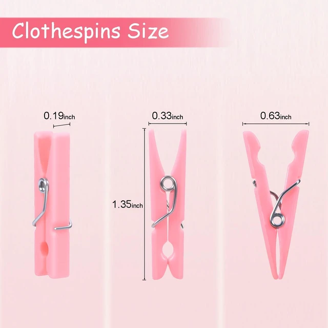Alt view image 2 of 7 - 200PCS Pink Plastic Clothes Pins for Girl/Boy Baby Don't say Baby Shower Games, DIY Crafts, Photos 1.35 Inch Small Mini Pins, Tiny Clips for Laundry & Picture Displays Gender Reveal Party Decorations