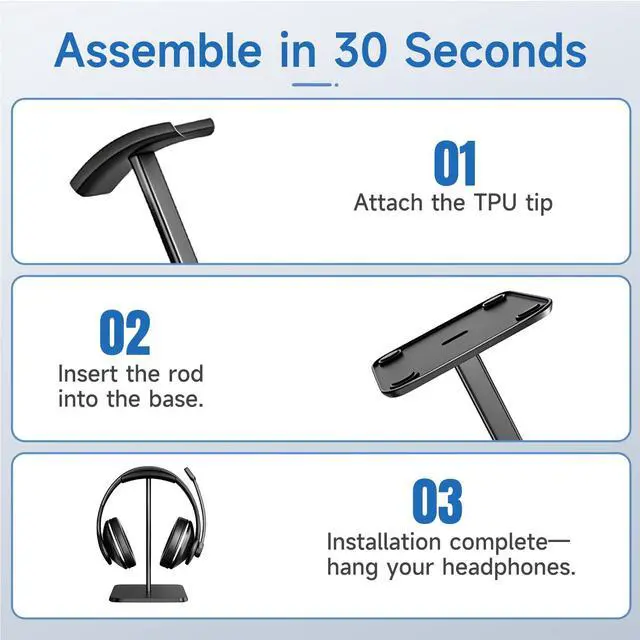 Alt view image 5 of 6 - Headphone Stand Headset Stand, Detachable Headset Holder, Earbuds Mount