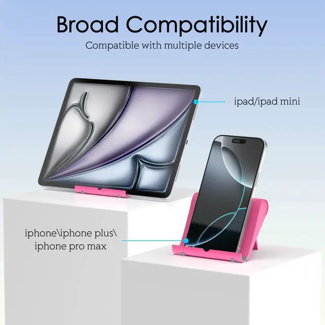 Alt view image 2 of 7 - Cell Phone Stand for Desk, Foldable and Adjustable Multi-Angle Holder Dock, Universal Compatibility for Most Phone and Tablet, Portable and Sturdy Design for Office and Home (Pink)
