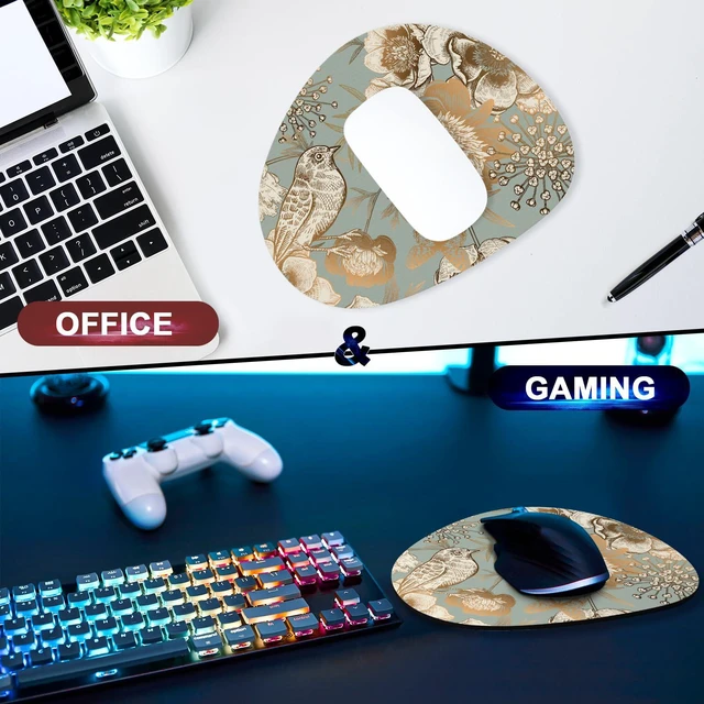 Alt view image 7 of 7 - Mouse Pad, Premium-Textured Oval Computer Pad, 8.7" x 7.1" Thick 3 mm Anti-Slip Waterproof Rubber Cute Mouse Mat for Office, Home, Gaming, Laptop, PC, Classical Flower and Bird