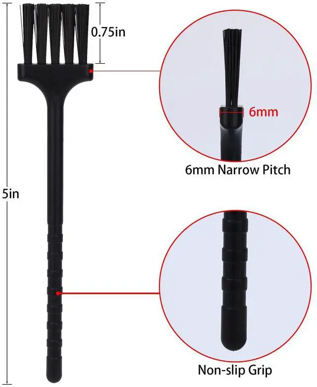 Alt view image 2 of 5 - Detail Cleaning Brush 6-Pack, Nylon Bristle Tool for Grinders & Keyboards | 6-Pack, 5In PP Handle, 25mm Head, Nylon Bristles For Grinders, Keyboards, Shavers, Vents