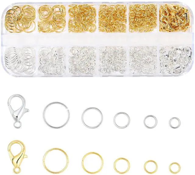 Main image of 5 Sizes Silver and Gold Open Jump Rings, 500PCS O Rings and Lobster Clasps, Small and Large Jump Rings for Jewelry Making and Keychains