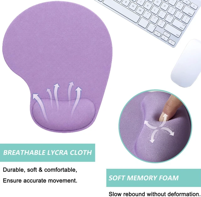 Alt view image 3 of 7 - Mouse Pad with Wrist Support, Ergonomic Mouse Pads with Memory Foam Wrist Rest, Easy Typing Pain Relief, Comfortable Home Office Computer Wrist Support Pads for Working Studying Gaming, Purple