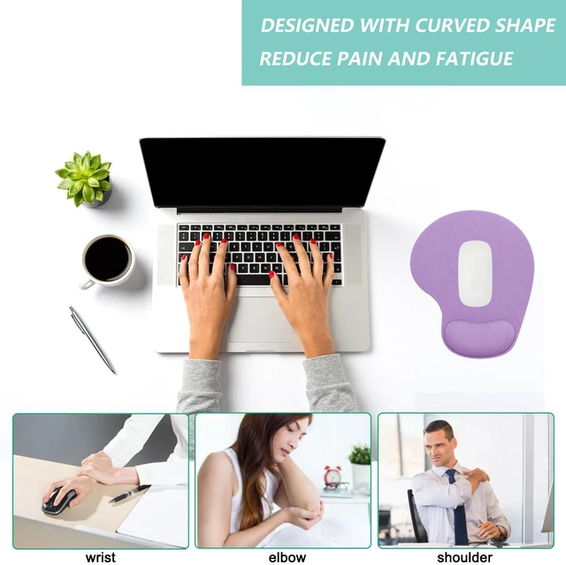 Alt view image 5 of 7 - Mouse Pad with Wrist Support, Ergonomic Mouse Pads with Memory Foam Wrist Rest, Easy Typing Pain Relief, Comfortable Home Office Computer Wrist Support Pads for Working Studying Gaming, Purple
