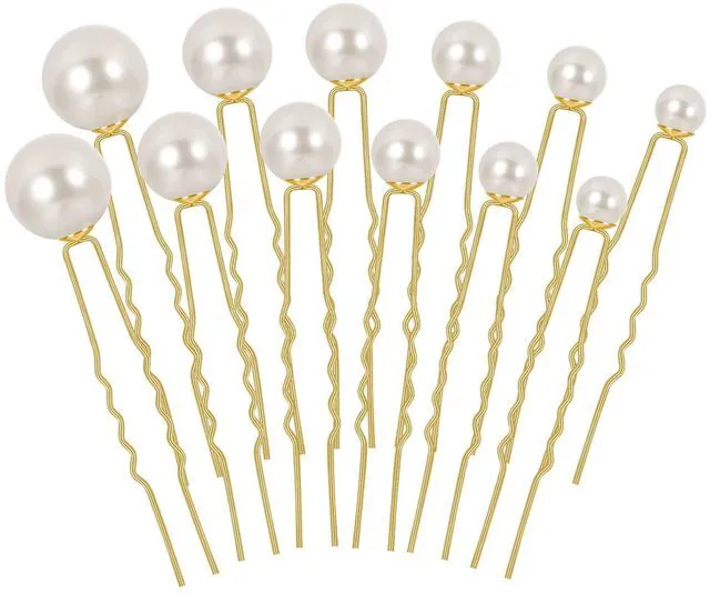 Main image of Pearl Hair Pins, 36 Pcs Bridal Hair Clips For Wedding Women | 6 Pearl Sizes, Faux Pearl And Metal, U-Shaped Pins, Lightweight Hold, For Weddings, Prom And Parties