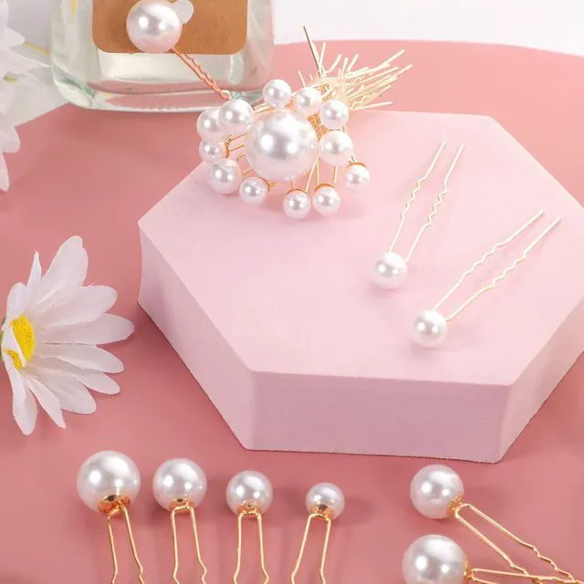 Alt view image 4 of 7 - Pearl Hair Pins, 36 Pcs Bridal Hair Clips For Wedding Women | 6 Pearl Sizes, Faux Pearl And Metal, U-Shaped Pins, Lightweight Hold, For Weddings, Prom And Parties