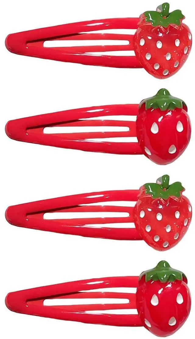 Main image of 4Pcs Strawberry Hair Clip - Red Metal Snap Fruit Hair Clips | Red Hair Barrettes Cute Strawberry Hair Accessories for Girls Toddlers Kids and Teens Gifts