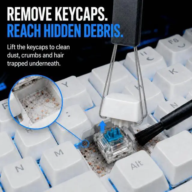 Alt view image 2 of 7 - 6-Piece Keyboard Cleaning Kit with Keycap and Switch Puller, ESD Brushes | 5 Anti-Static Brushes for Mechanical Keyboards and Electronics | Remove Keycaps, Hot-Swap Switches and Hidden Debris