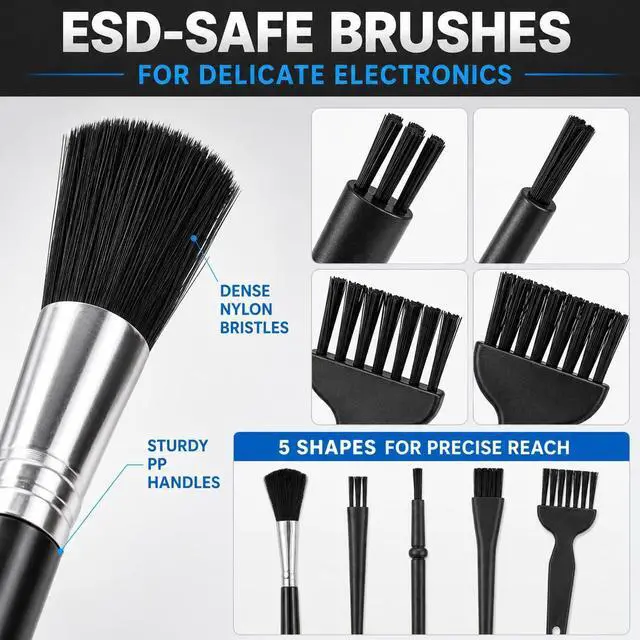 Alt view image 5 of 7 - 6-Piece Keyboard Cleaning Kit with Keycap and Switch Puller, ESD Brushes | 5 Anti-Static Brushes for Mechanical Keyboards and Electronics | Remove Keycaps, Hot-Swap Switches and Hidden Debris