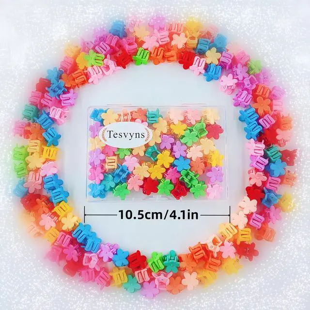 Alt view image 4 of 6 - 50Pcs Mini Flower Hair Clip Colorful Mini Hair Claw Baby Hair Clips Toddler Hair Clips Girls Decorative Bun Tiny hair clips, Assorted Colors (Floral)