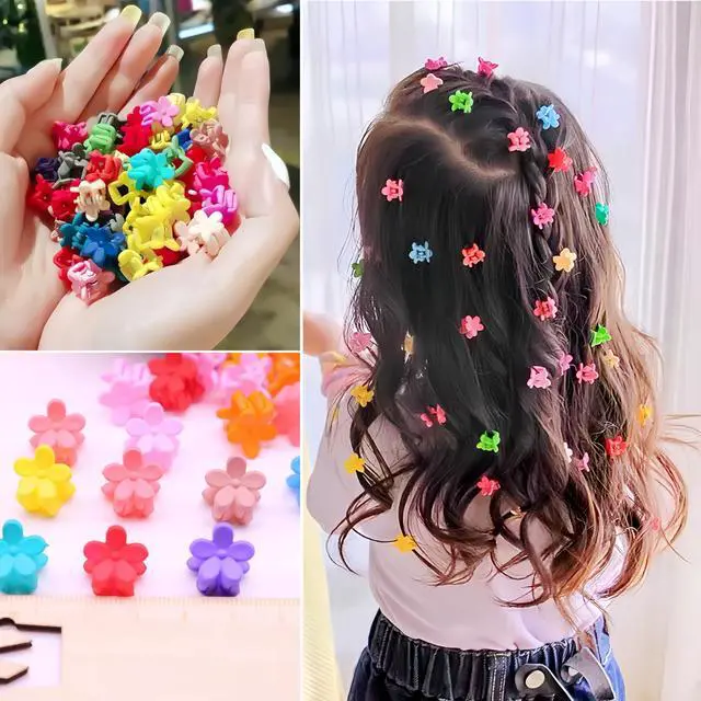 Alt view image 5 of 6 - 50Pcs Mini Flower Hair Clip Colorful Mini Hair Claw Baby Hair Clips Toddler Hair Clips Girls Decorative Bun Tiny hair clips, Assorted Colors (Floral)