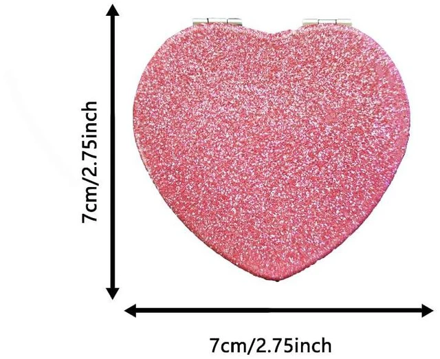 Alt view image 2 of 5 - Pink Heart Compact Mirror, 1 Piece, Foldable Portable Pocket Mirror for Women, Lovely HeartShaped Cosmetic Mirror, Mini Pink Travel Mirror Great for Gift Giving