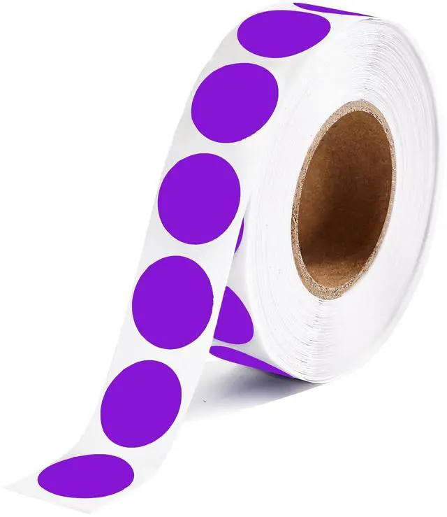 Main image of 1000 Pcs Purple Round Stickers 1/2 Inch Color Circle Dot Stickers Small Code Labels for Office Shop Yard Sale Home Classroom Marking (Purple)