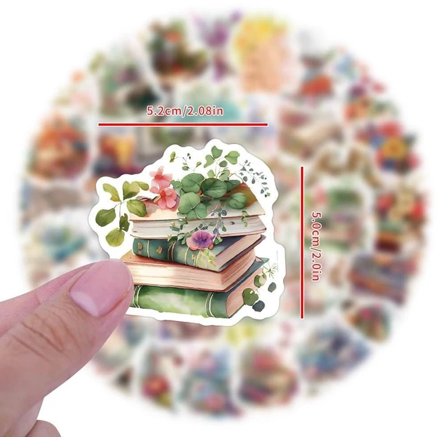 Alt view image 5 of 7 - 60 Pcs World Book Day Floral Book Stickers - Waterproof Vinyl Book & Flower Stickers for Skateboard, Laptop, Fridge, Phone & Luggage (Watercolor Book Designs)(Flower Book-60)