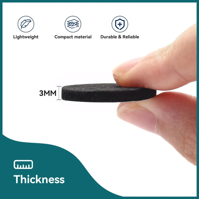 Alt view image 3 of 7 - 60 Pack Felt Furniture Pads for Hardwood Floors Self Adhesive Chair Leg Floor Protectors, Round & Square Felt Pads for Furniture Legs, (60PCS Black)