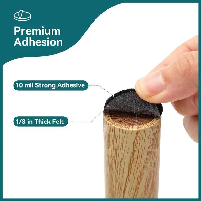 Alt view image 4 of 7 - 60 Pack Felt Furniture Pads for Hardwood Floors Self Adhesive Chair Leg Floor Protectors, Round & Square Felt Pads for Furniture Legs, (60PCS Black)
