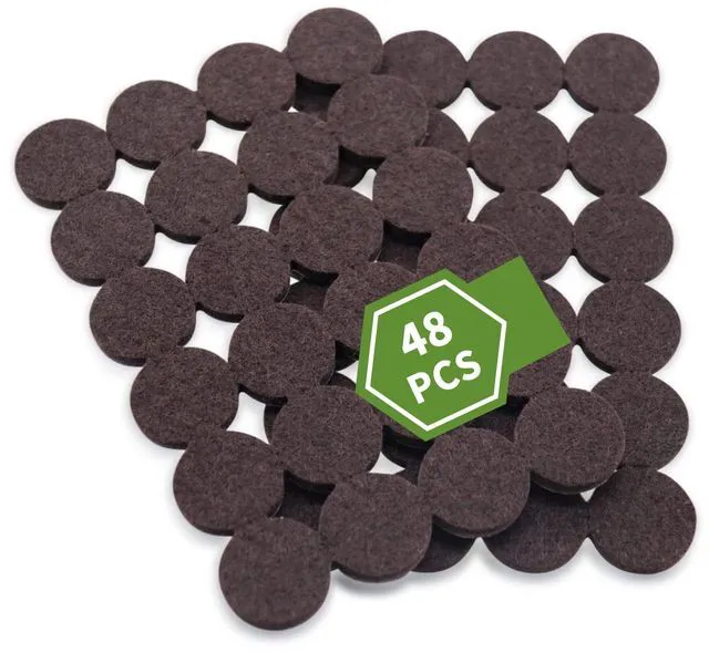 Main image of Felt Furniture Pads for Hardwood Floors 48 PCS, 1" Round, Brown | Chair Leg Floor Protectors, Felt Pads for Furniture, Floor Protectors for Hardwood Floors, Felt Pads for Chair Legs