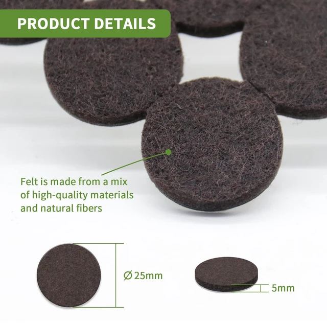 Alt view image 3 of 7 - Felt Furniture Pads for Hardwood Floors 48 PCS, 1" Round, Brown | Chair Leg Floor Protectors, Felt Pads for Furniture, Floor Protectors for Hardwood Floors, Felt Pads for Chair Legs