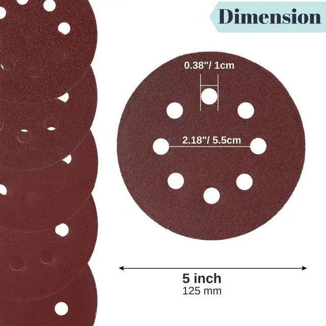 Alt view image 3 of 7 - Sanding Discs, 5 Inch, 30 Pack, Assorted Grits 40 80 120 220 320 600 | Round Sandpaper Discs for Sanding Wood, Metal, Furniture, Surface Preparation & Finishing Work
