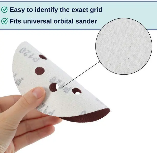 Alt view image 5 of 7 - Sanding Discs, 5 Inch, 30 Pack, Assorted Grits 40 80 120 220 320 600 | Round Sandpaper Discs for Sanding Wood, Metal, Furniture, Surface Preparation & Finishing Work