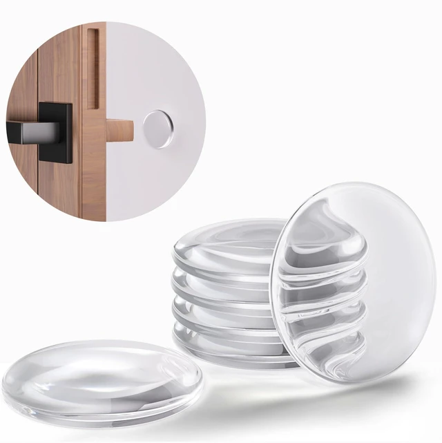 Main image of Door Stoppers for Wall, 2" (6-Pack) Door Knob Wall Protector Clear | Strong Self-Adhesive Door Stop Bumpers, Quiet & Shock-Absorbing, Multi-Surface Use, Easy to Install, Prevents Wall Damage