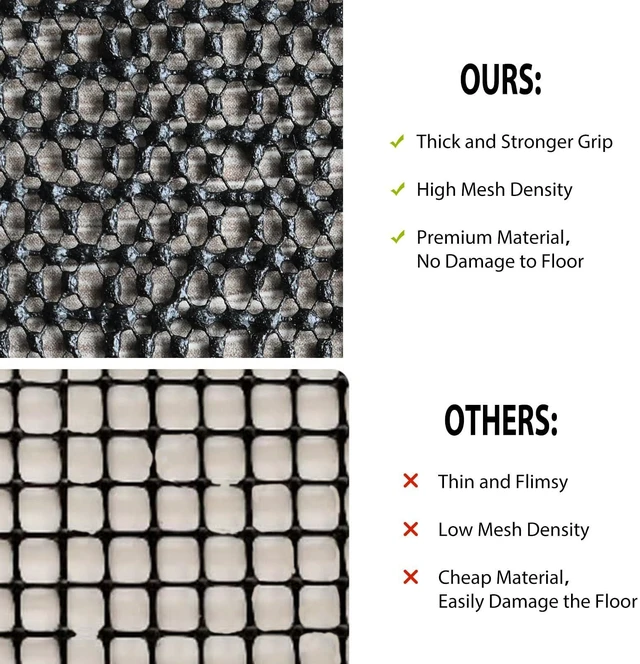 Alt view image 2 of 7 - Non Slip Rug Pads for Hardwood Floors, 2x4 Rug Pad Gripper for Area Rugs, Under Carpet Anti Skid Mat, Black, Keep Your Rugs Safe and in Place